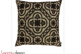 Cushion cover with beige/black Indochine floor tiles -Sol Anciennes Hoi An